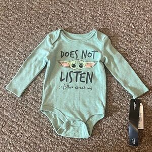 Star Wars Mint Green Baby Yoda Bodysuit - Does Not Listen